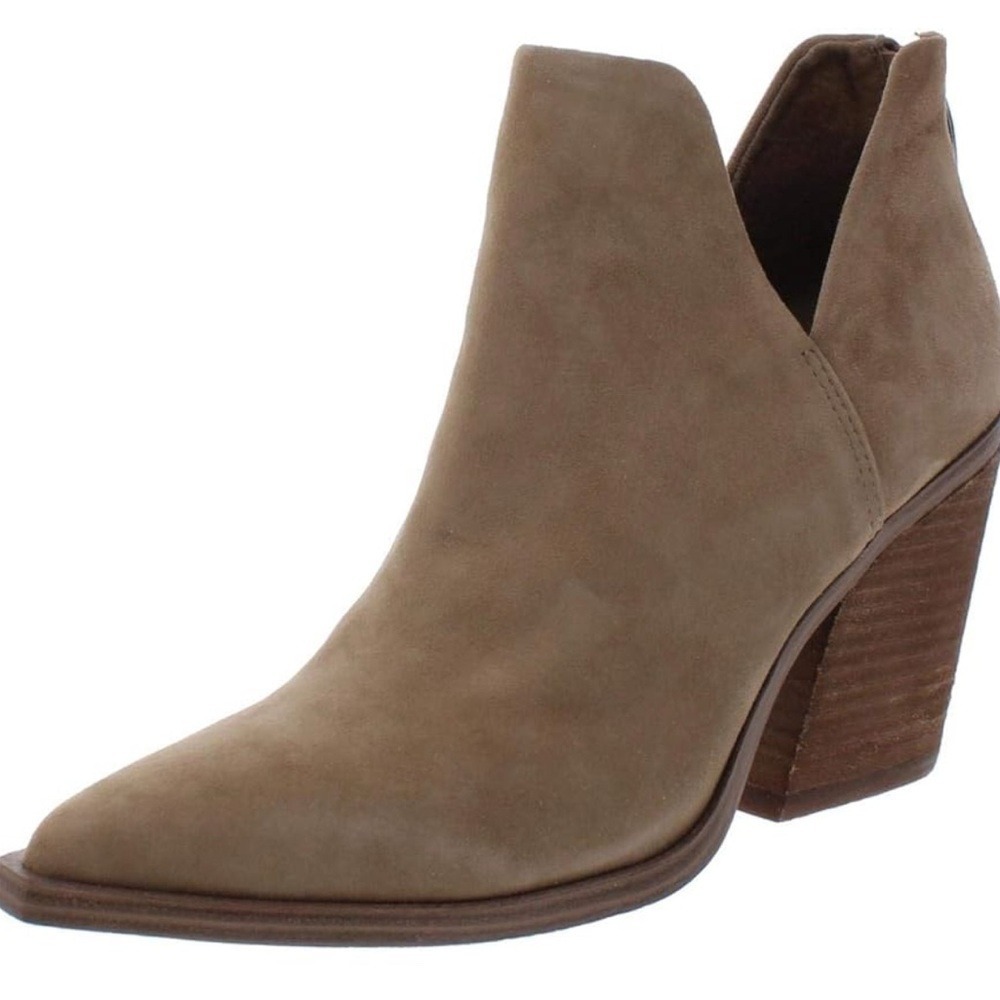 Steve Madden Camryn Tan Suede Pointed Toe V-Cut Ankle Booties 6.5M‎